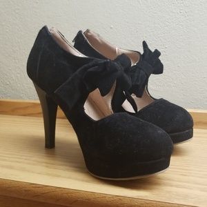 Black Velvet Bow Stilettos